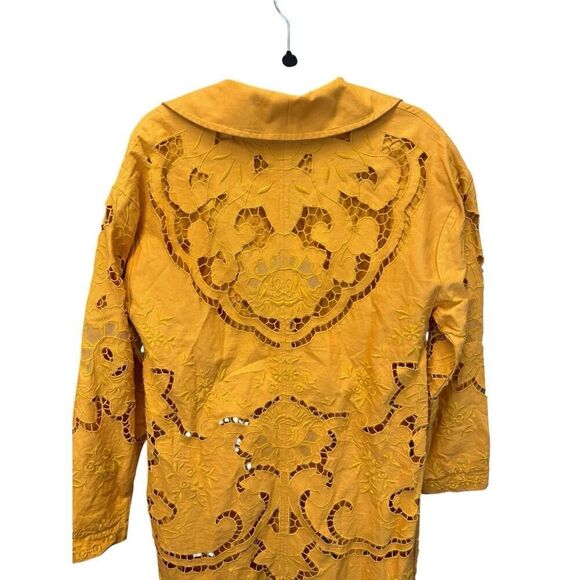 NWOT $228 Free People Susanna Embroidered Duster Yellow Linen Boho Western sz S - Picture 12 of 15